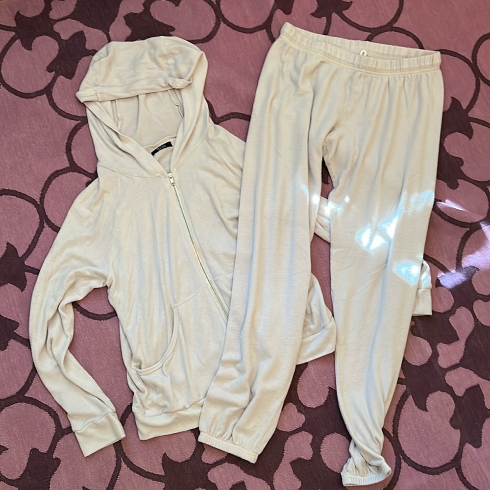 Michael Lauren sweatsuit zip hoodie and sweatpants L